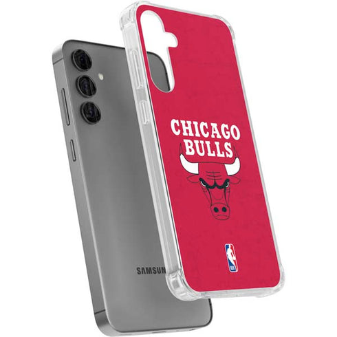 NBA Chicago Bulls Red Distressed Galaxy S24 Plus Clear Case